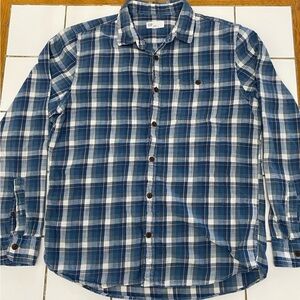 GAP Blue and White Casual Button Down Shirt with Plaid Design